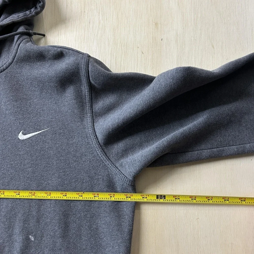 Y2K Nike Hoodie Mens Large Gray Fleece Full Zip Swoosh Logo Sweatshirt Athletic